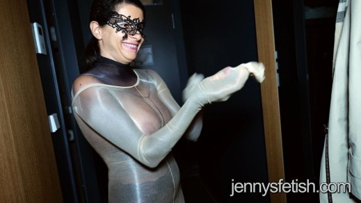 Rebecca's First Experience With Double Layer 1 Den Super Glossy Nylon Encasement Body Suits