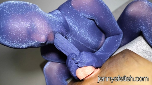 Riding A Blue Glittering Wolford Pantyhose Encased Dildo